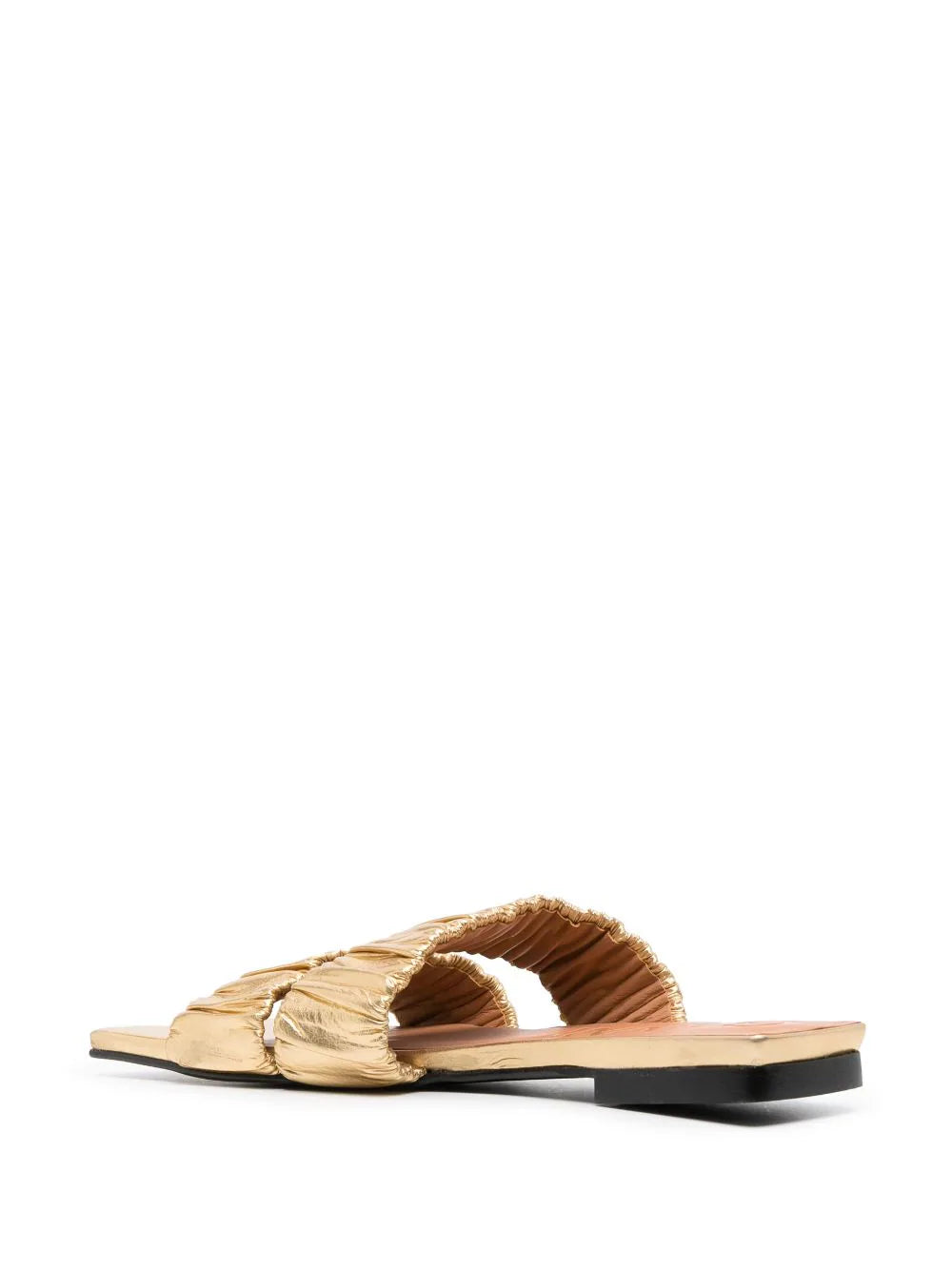 Smock Flat Sandal in Gold