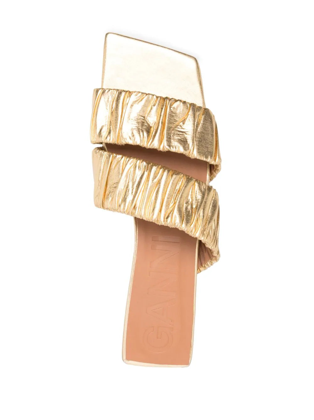 Smock Flat Sandal in Gold