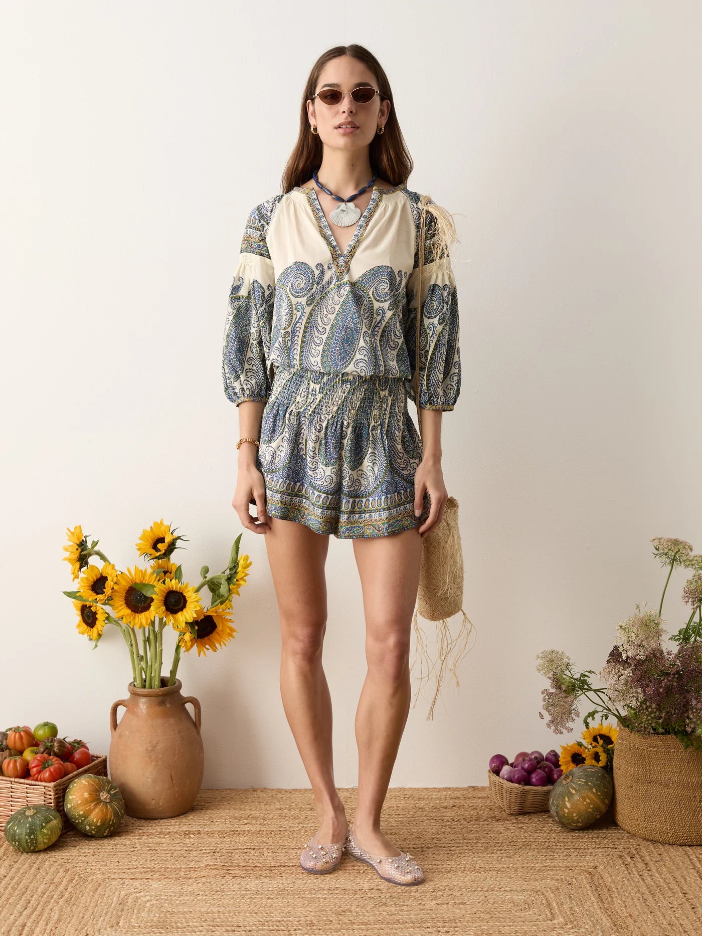 Aradia Paisley Shirred Waist Short