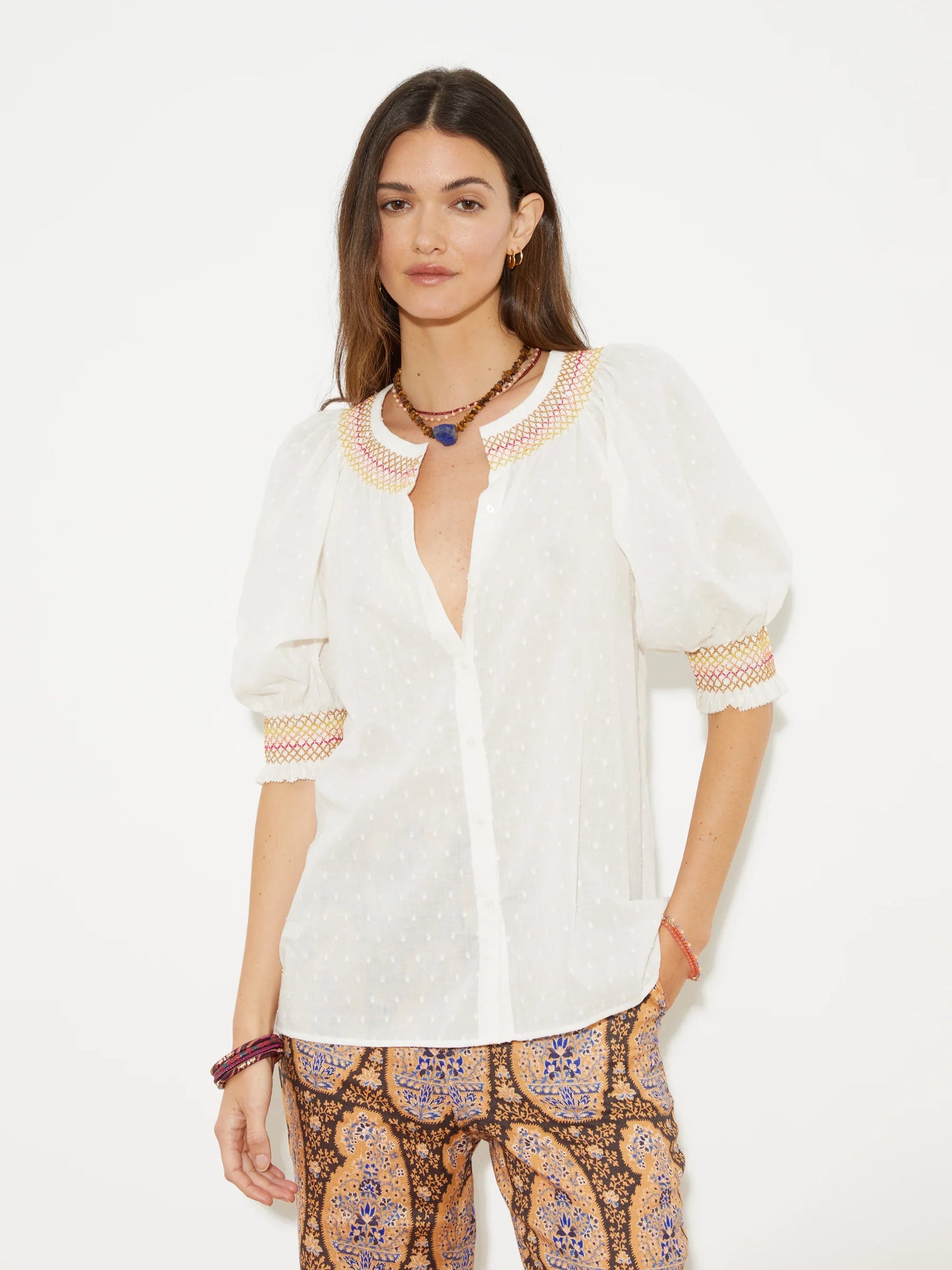 Lido Smocked Ss Blouse