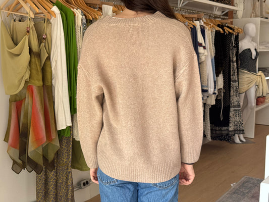 SIA RELAXED BUTTON UP CARDIGAN in Dune Heather
