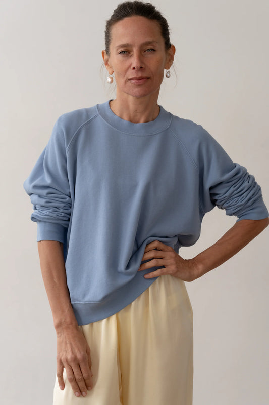 The Eco-Terry Crewneck in Cornflower