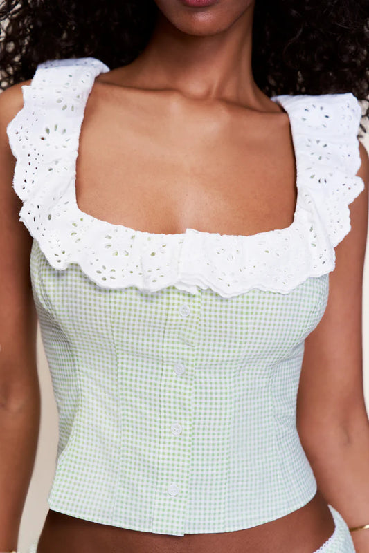 Gingham Paloma Lace Top