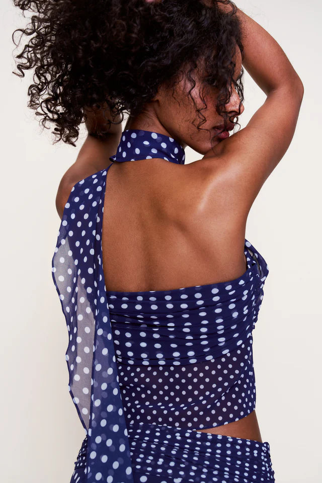 Polka Dot Chiffon Wrap Around Top