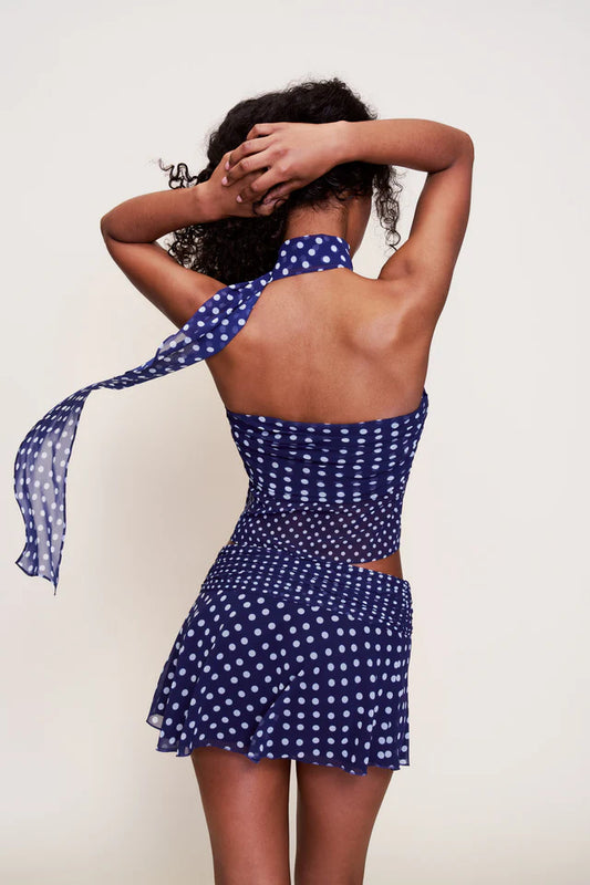 Polka Dot Chiffon Wrap Around Top