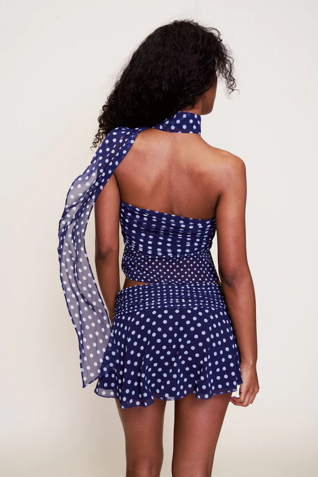 Polka Dot Chiffon Mini Skirt