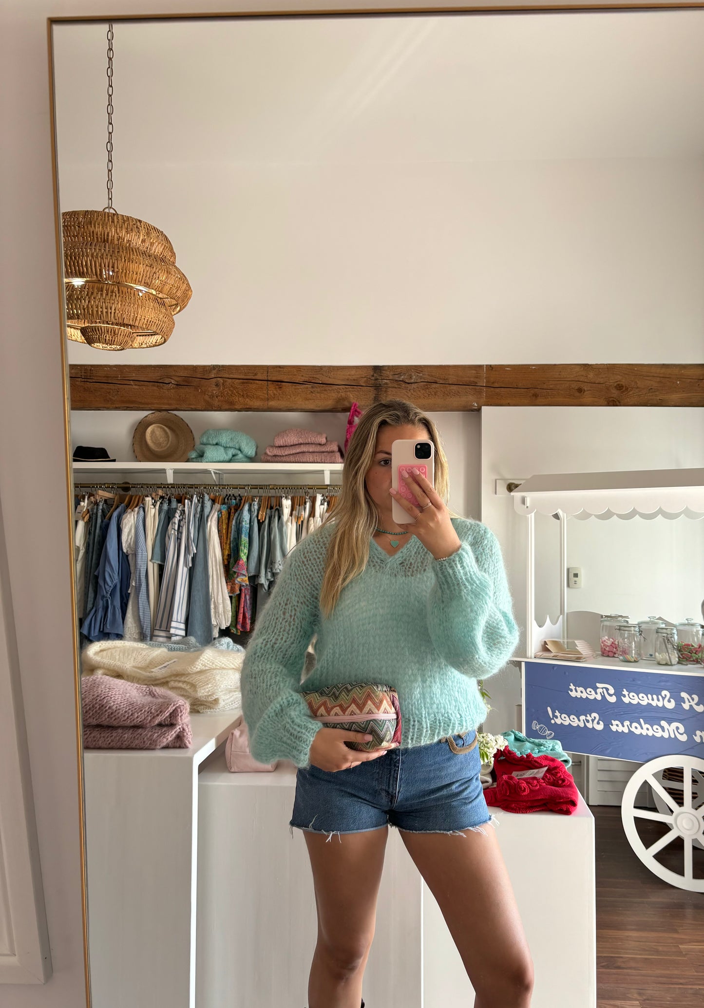 Mohair Pullover Knit in Mint