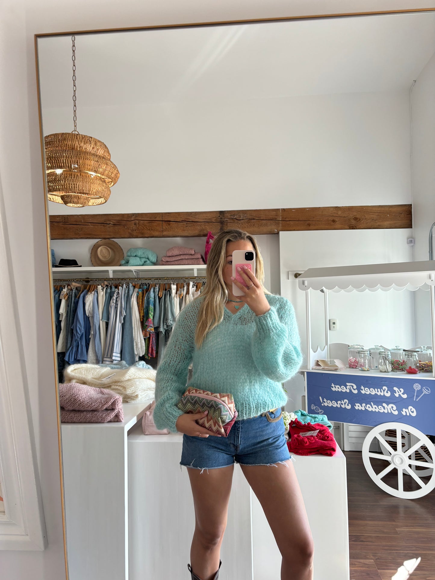 Mohair Pullover Knit in Mint
