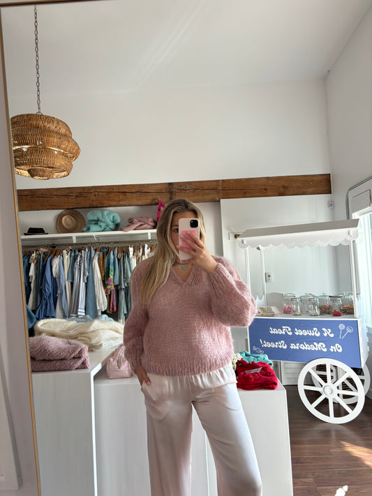 Mohair Pullover Knit in Rose
