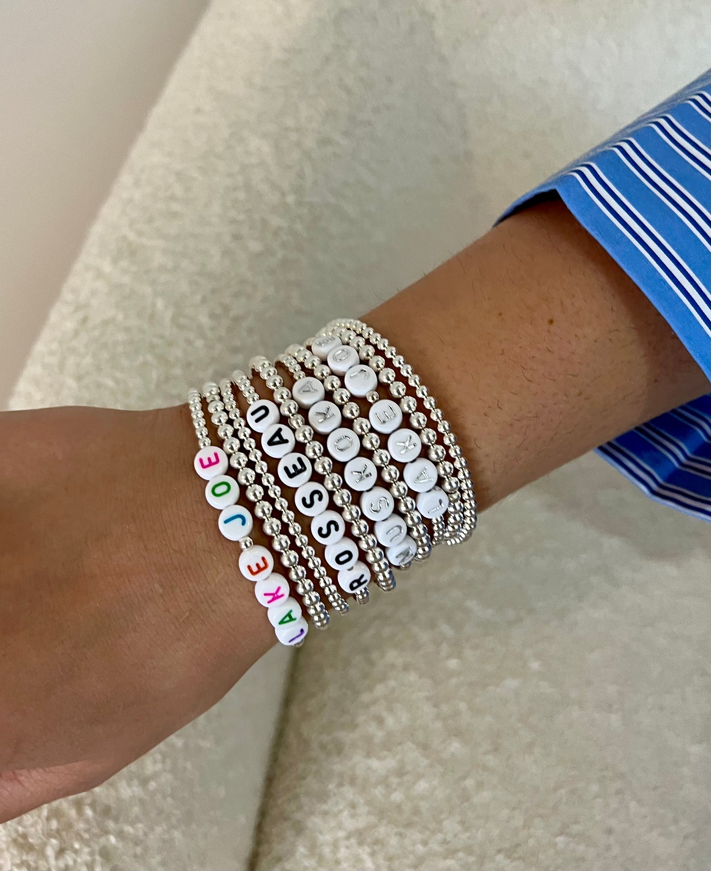 Silver Beaded Lake Bracelets