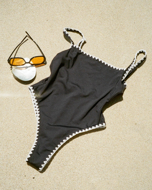 Nadia One Piece Swimsuit in Classic Black and Cream