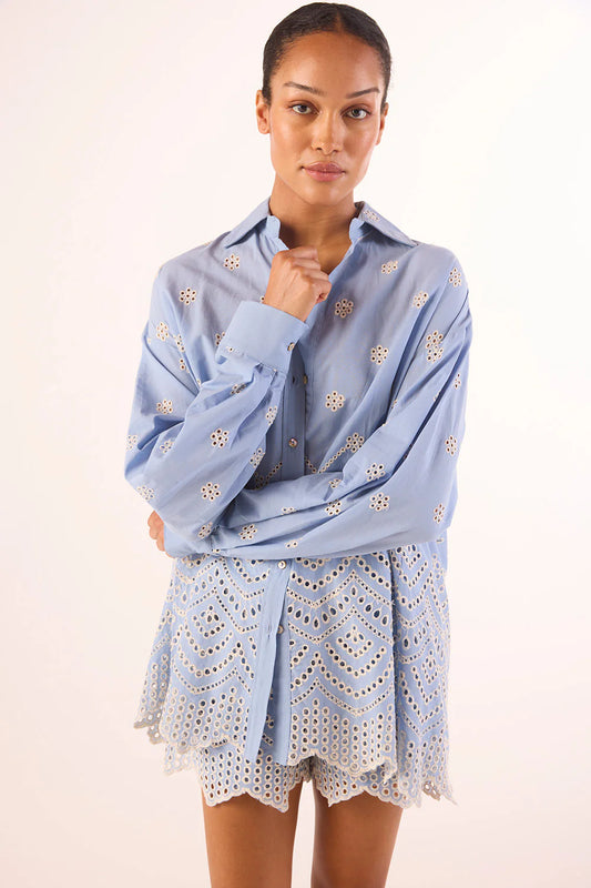 NALIN TOP In Periwinkle Scallop