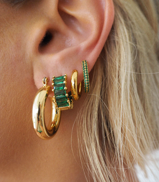 Emerald Ballier Huggies Gold with Green Emerald