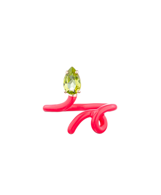 Baby Vine Ring Tendril Ring in Hot Pink
