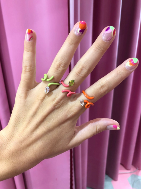 Baby Vine Ring Tendril Ring in Hot Pink