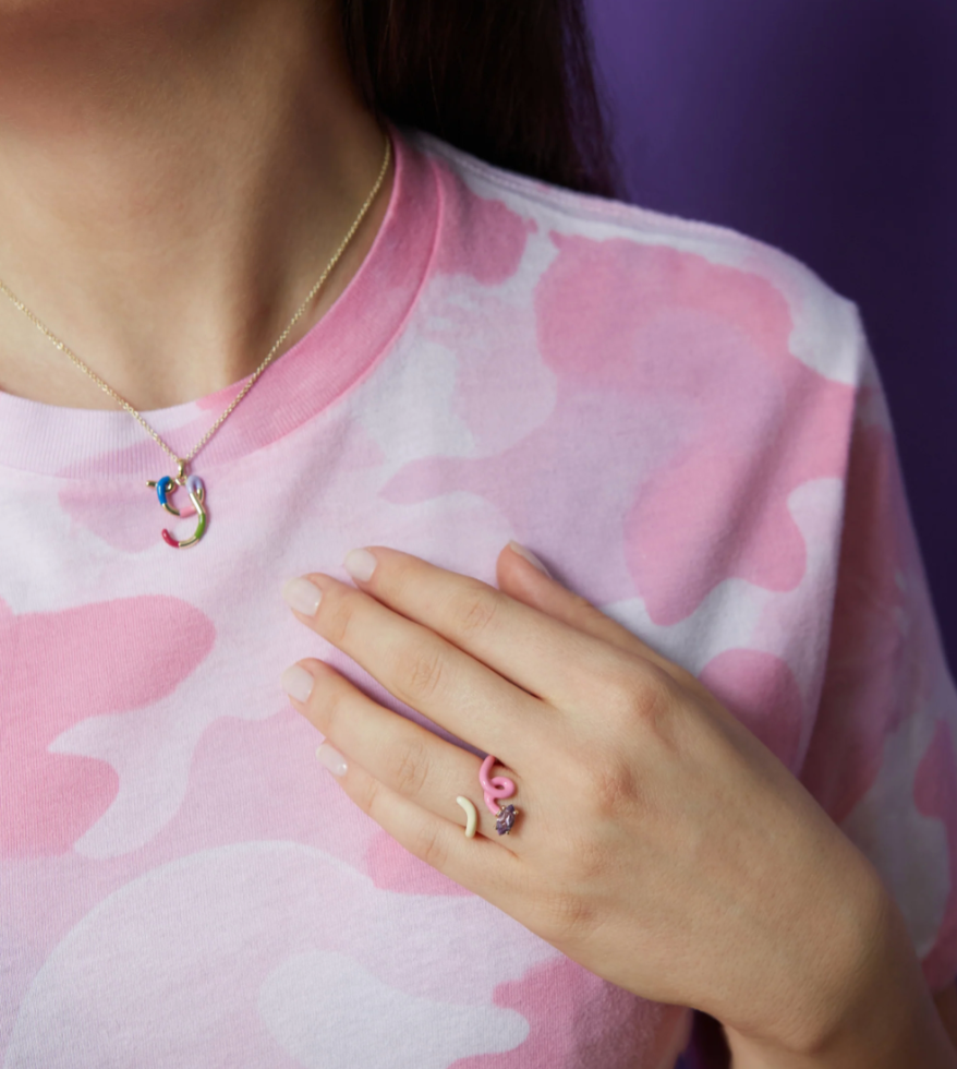 B Vine Ring In Pink And Panna