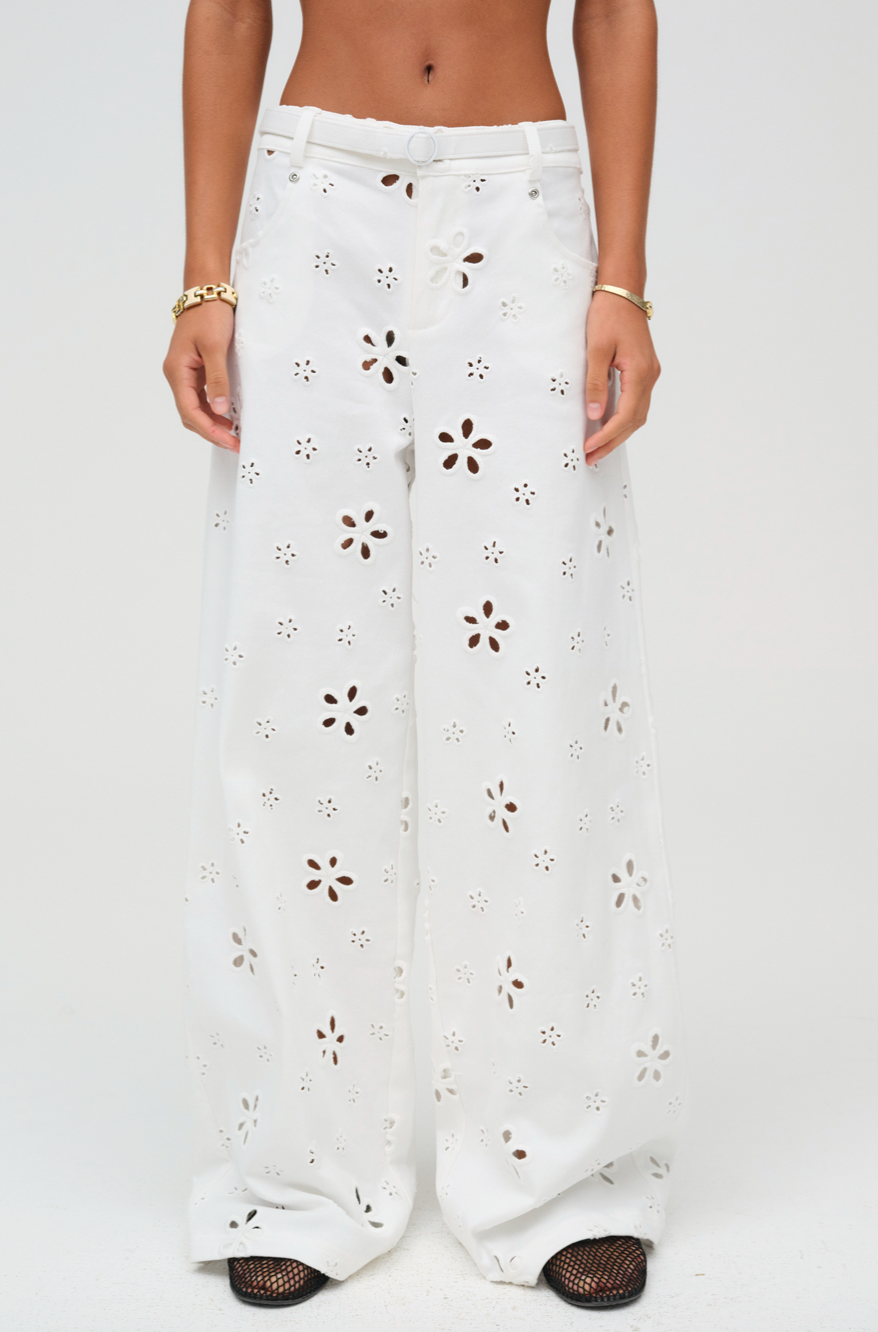 Daisy Eyelet Baggy Jean
