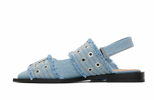 Feminine Buckle Ballerina Charms Denim