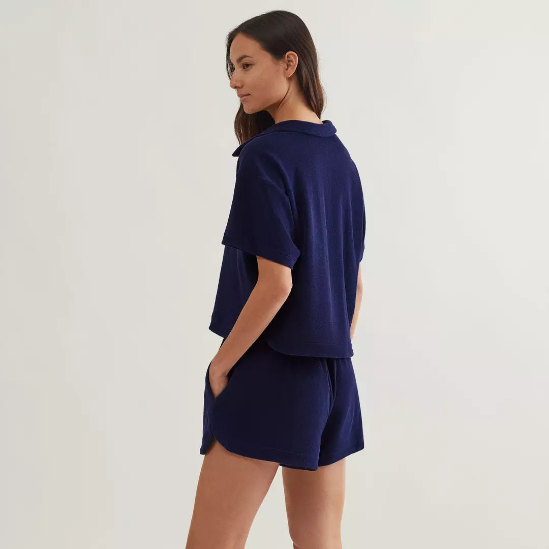 Collar Shirt and Short in Navy Blue