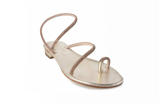 Romelide Amber Rhinestones Gold Calfskin