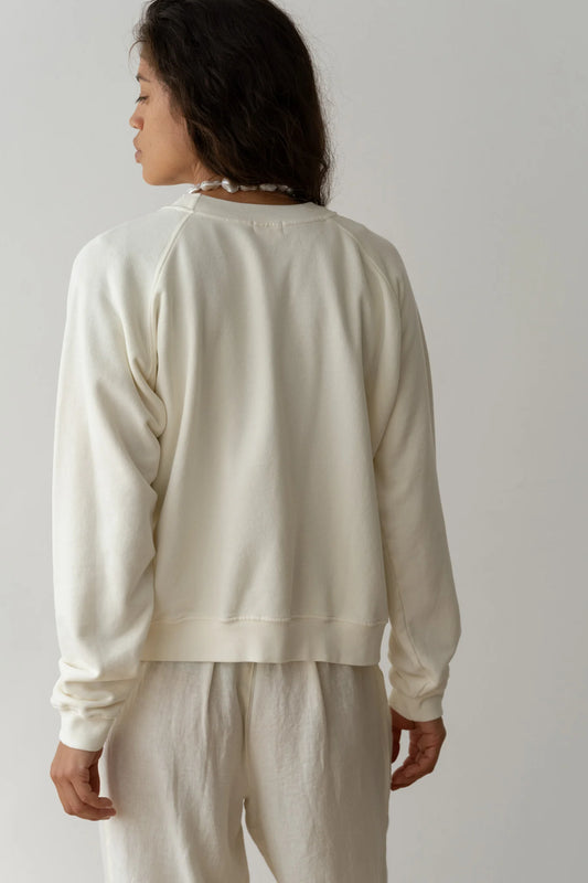 The Eco-Terry Crewneck in Creme