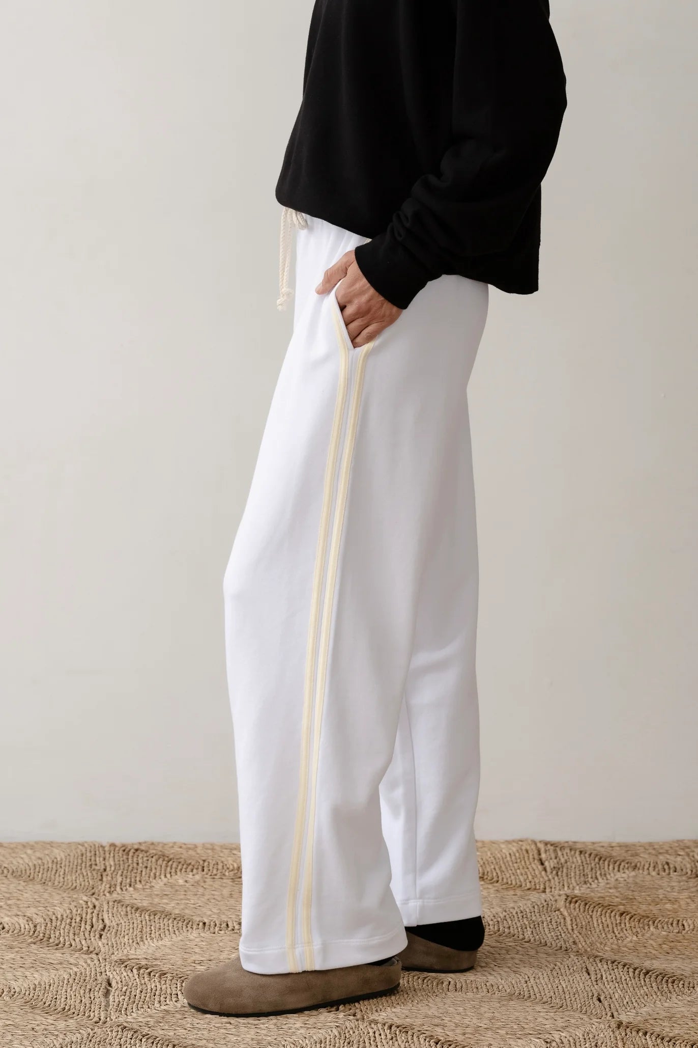 The Eco-Terry Stripe Crop Pant