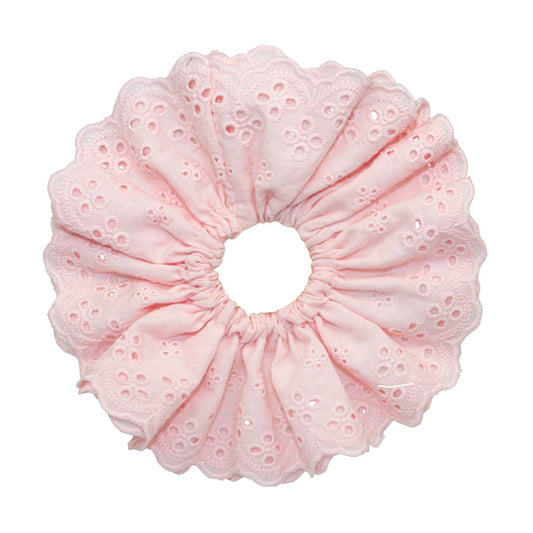 Eyelet Scrunchie in Cherry Blossom Pink