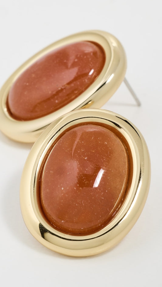 Sunset Stone Studs in Red and Gold