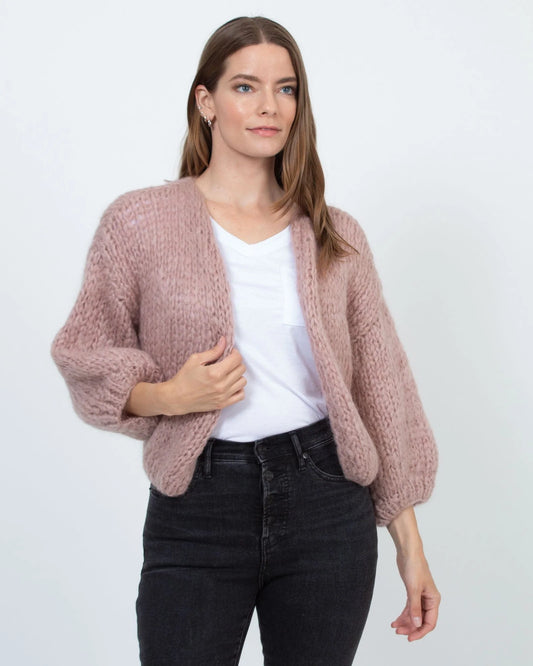 Mohair Bomber Cardigan in Rose