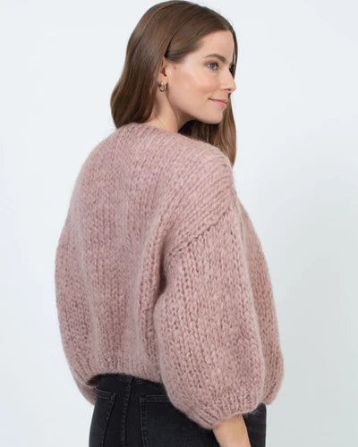 Mohair Bomber Cardigan in Rose