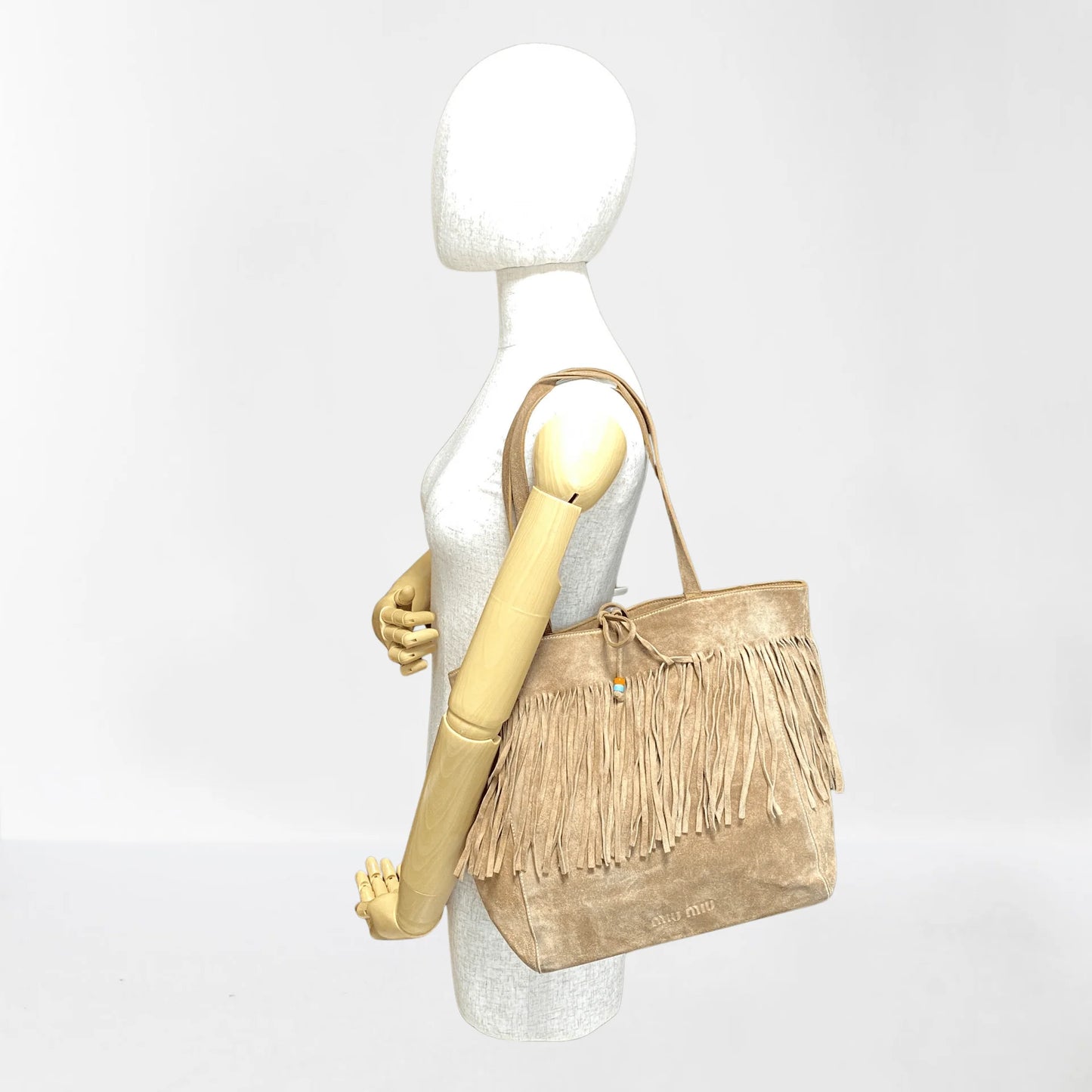 Suede Brown Fringe Tote Bag