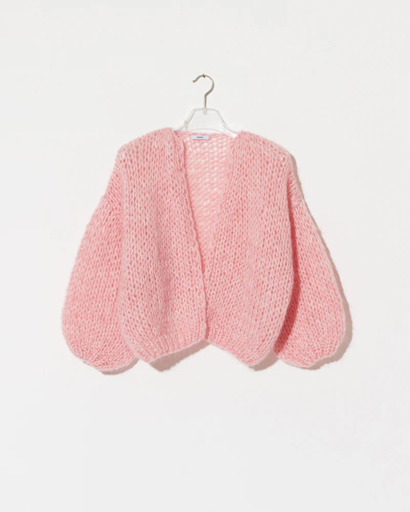 Mohair Bomber Cardigan in Rose Melange