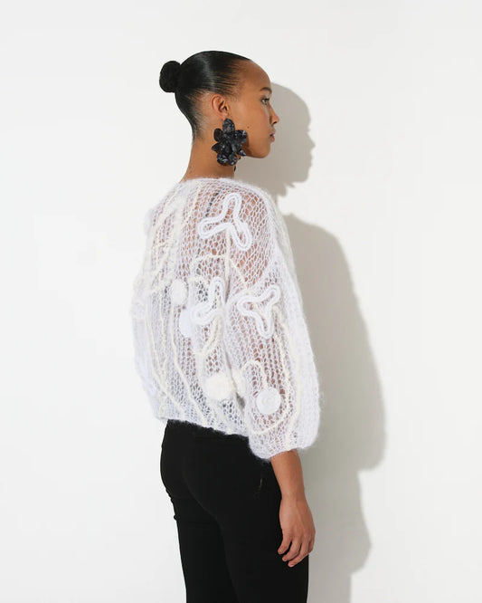 Mohair Floral Bomber Cardigan