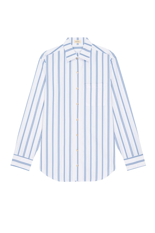 The Poplin Shirt in Cornflower Stripe