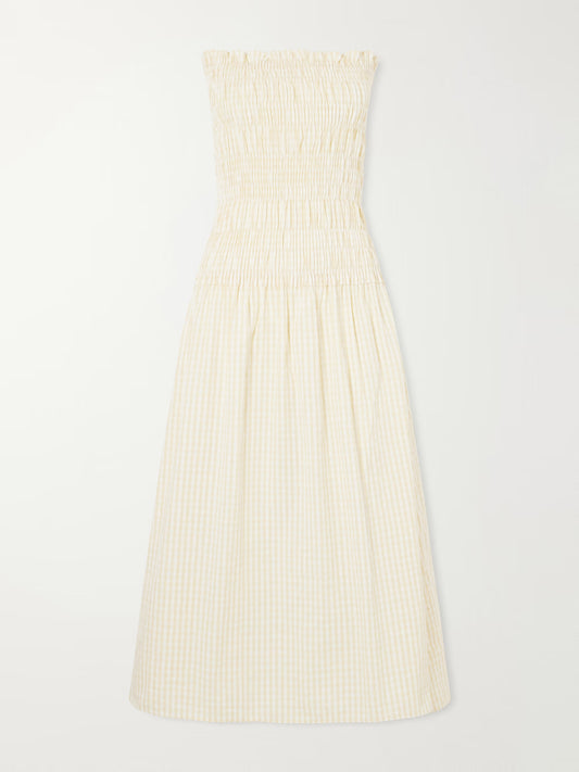 AMALITA MIDI DRESS in Butter Textured Gingham