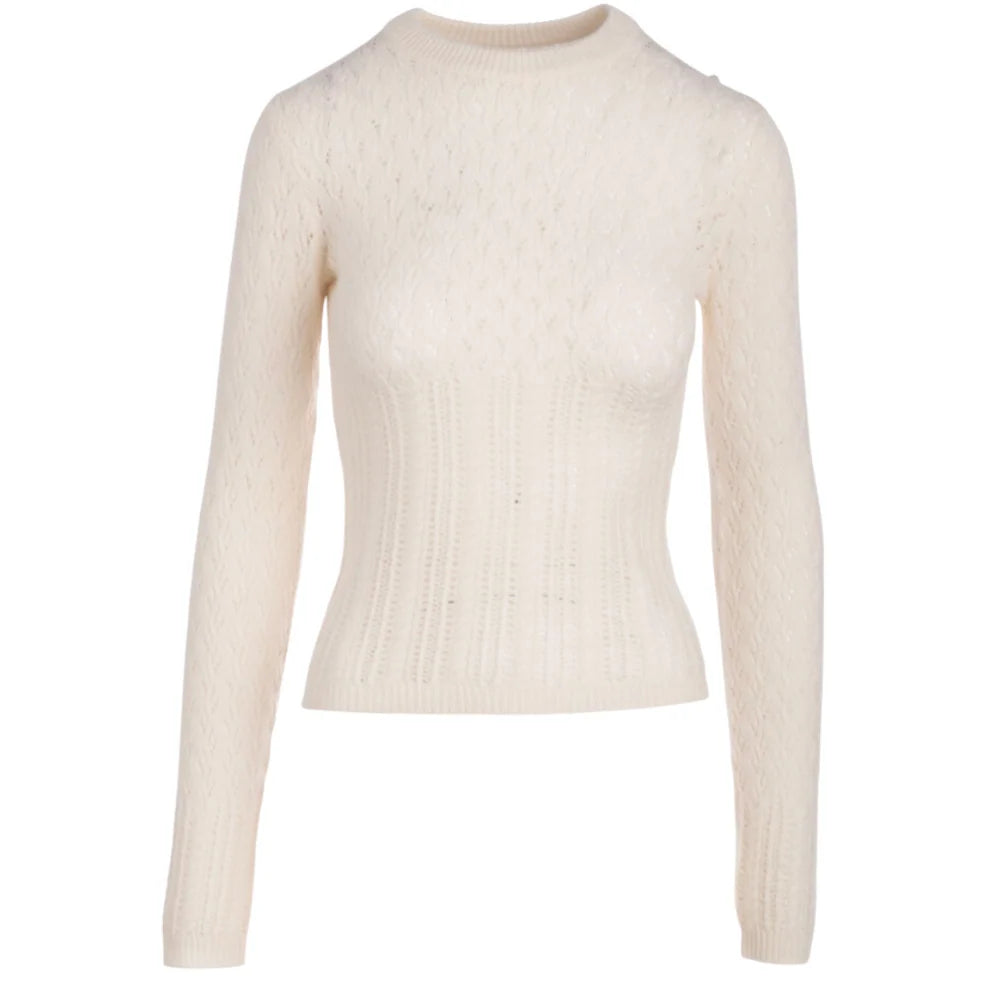 Cashmere Pointelle High Crewneck
