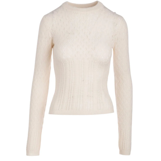 Cashmere Pointelle High Crewneck