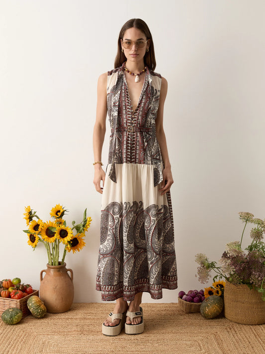 CASSIA SLEEVELESS MAXI DRESS in Madder