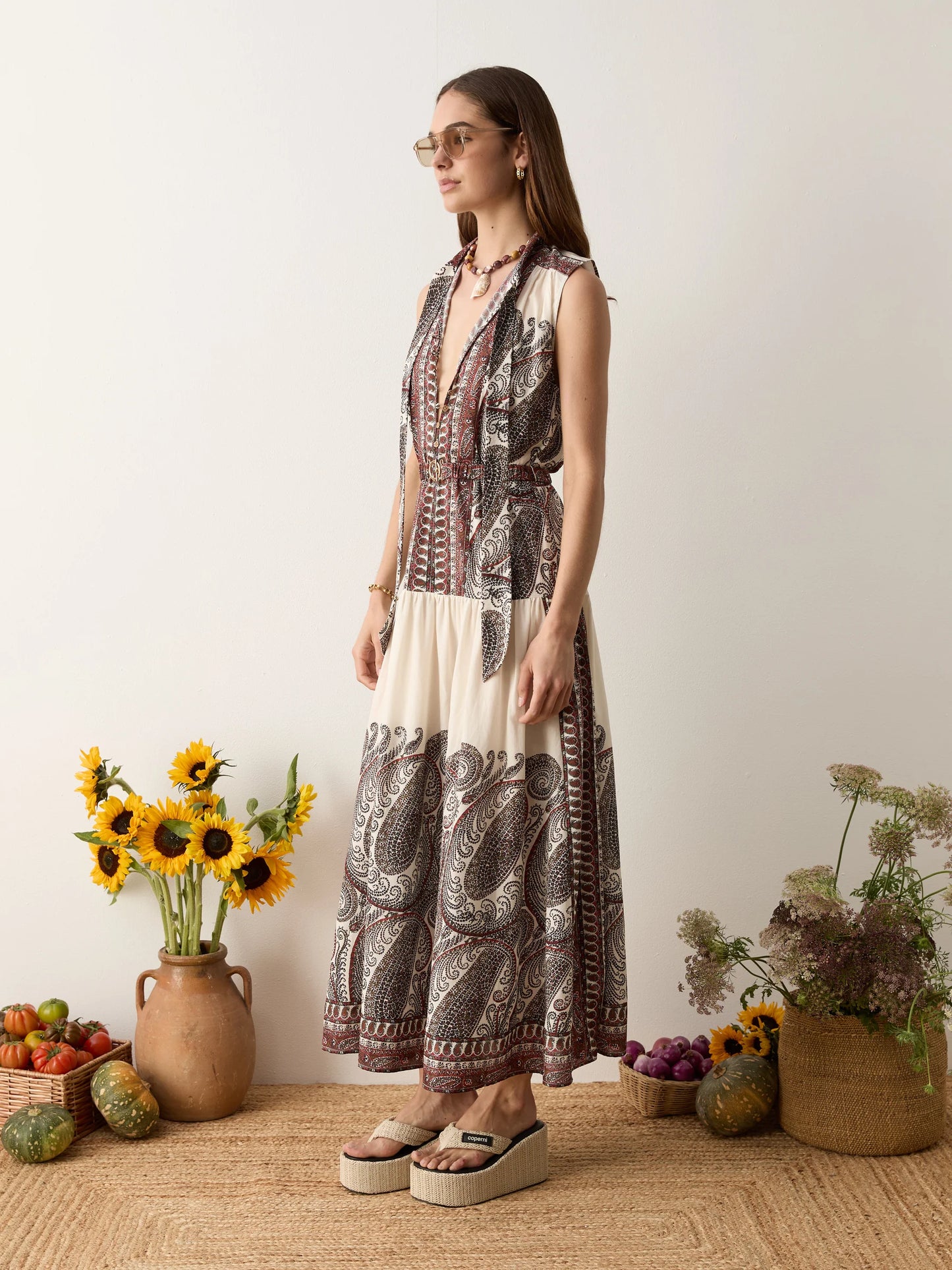 CASSIA SLEEVELESS MAXI DRESS in Madder