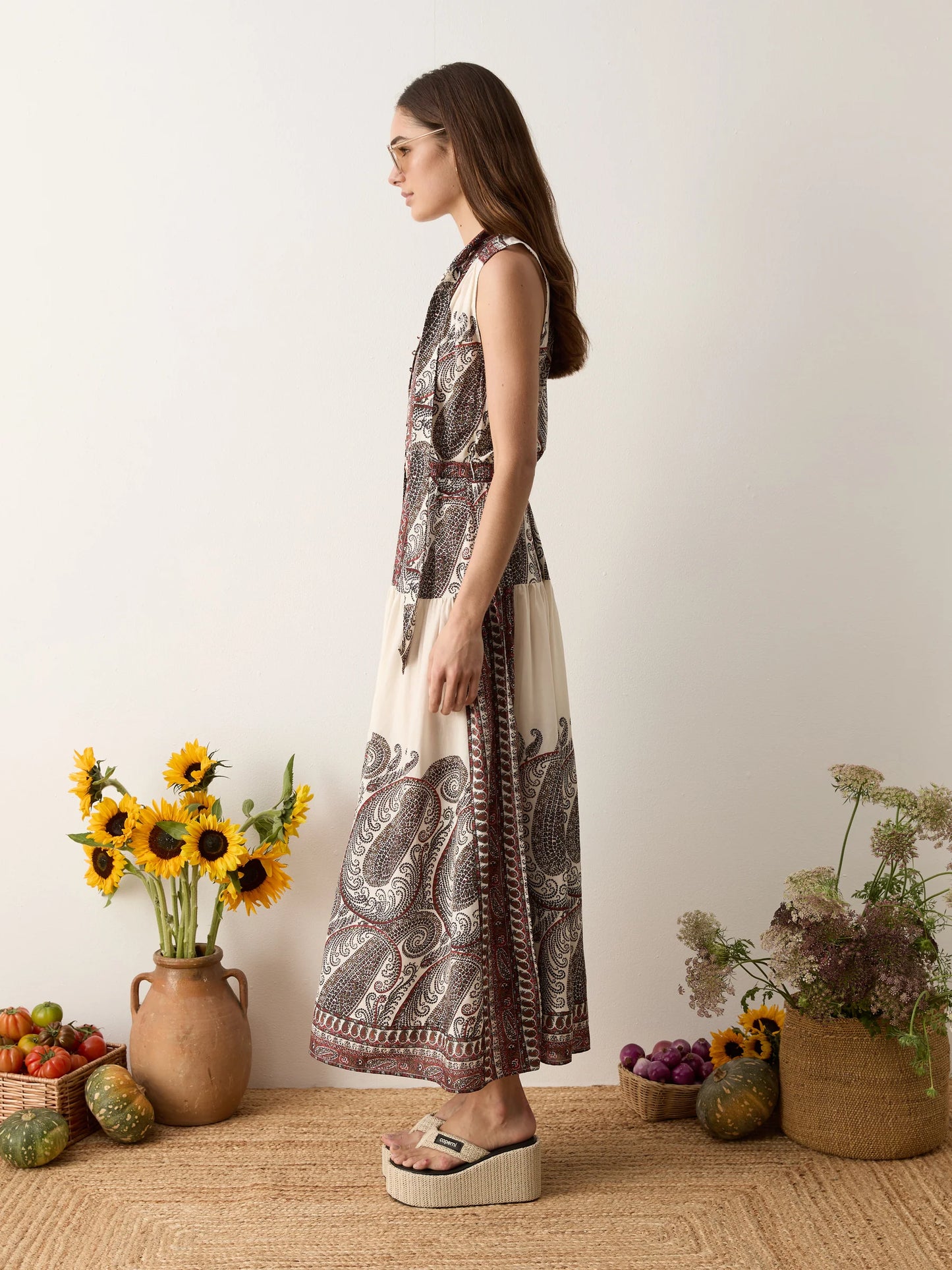 CASSIA SLEEVELESS MAXI DRESS in Madder