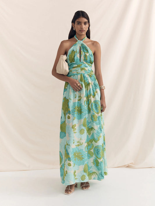 Ruched Maxi Dress in Seychelles