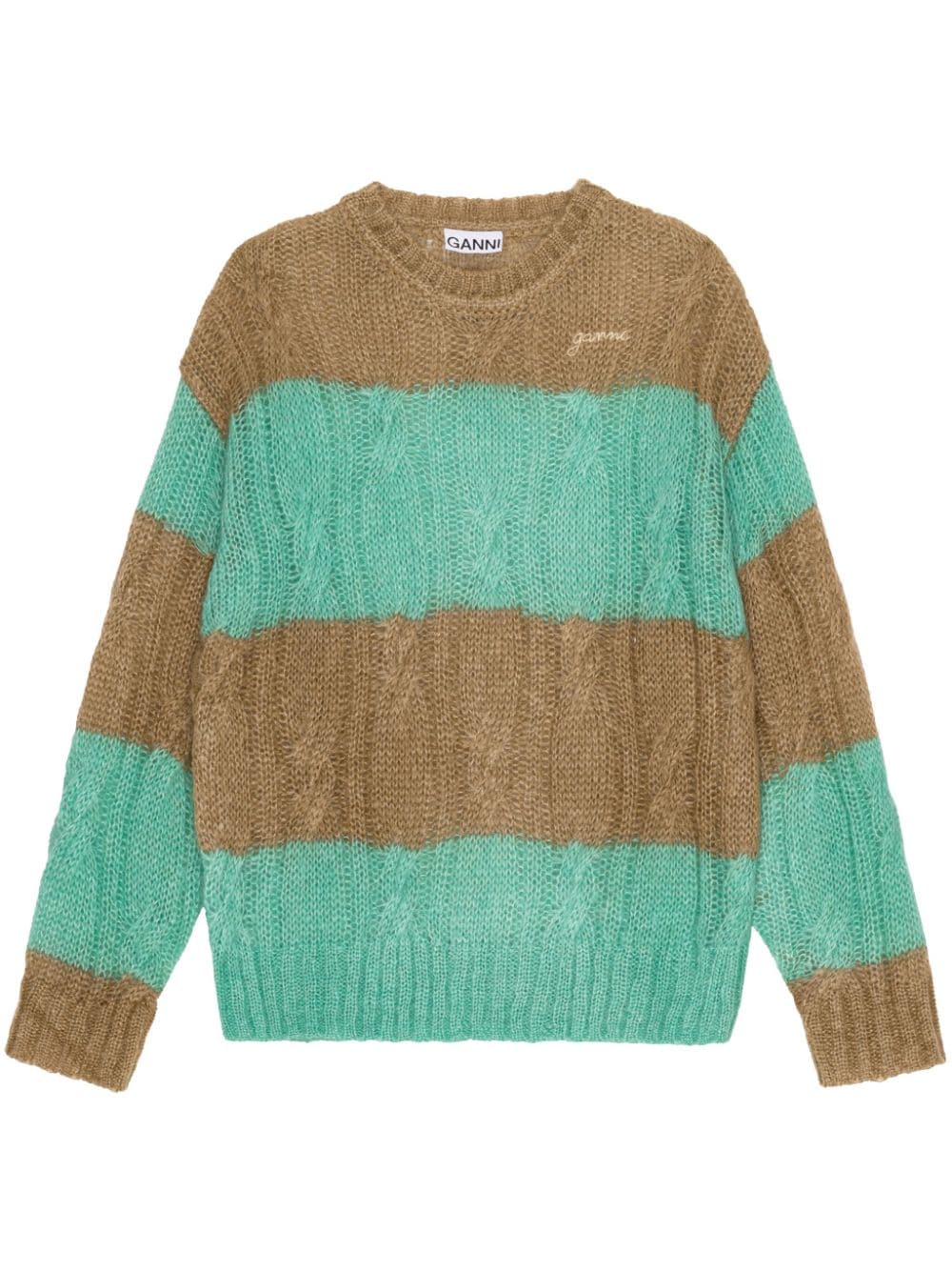 Mohair Striped Cable O-neck