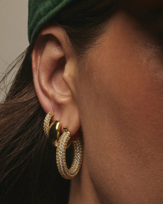 The Pave Baby Amalfi Hoops Gold