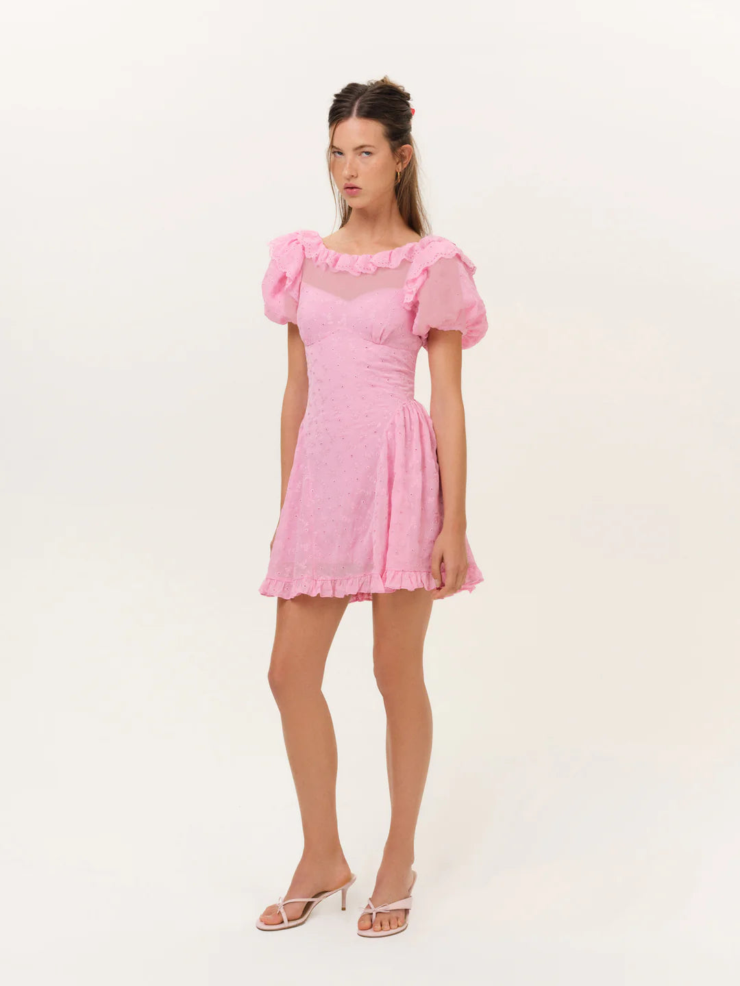 HAMPTONS EYELET MINI DRESS In Pink