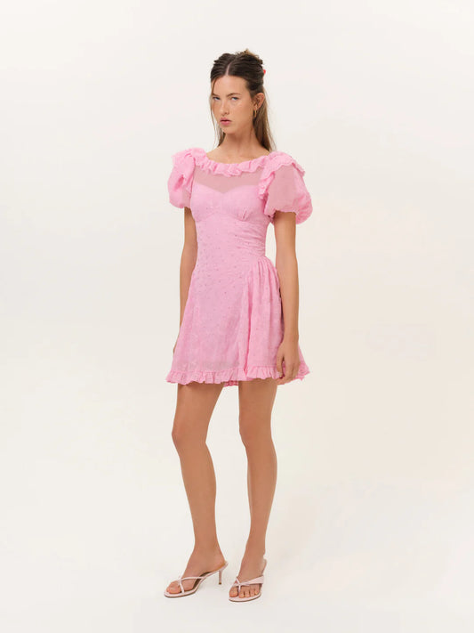 HAMPTONS EYELET MINI DRESS In Pink