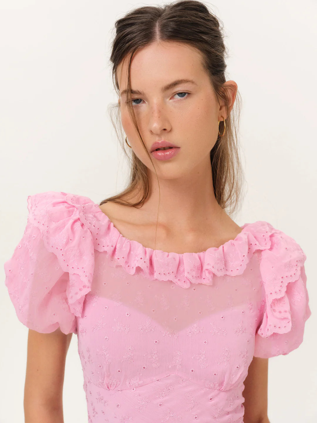 HAMPTONS EYELET MINI DRESS In Pink
