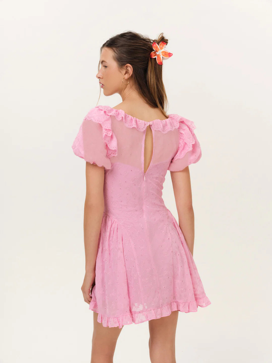 HAMPTONS EYELET MINI DRESS In Pink