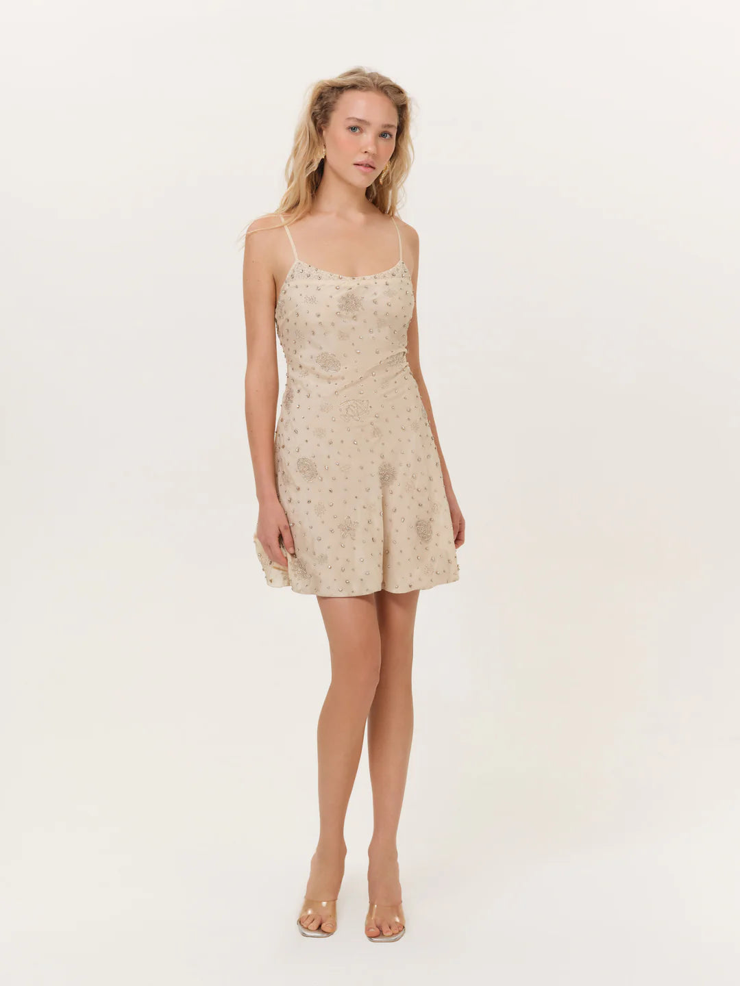 CASTAWAY BEADED MINI DRESS in Cream