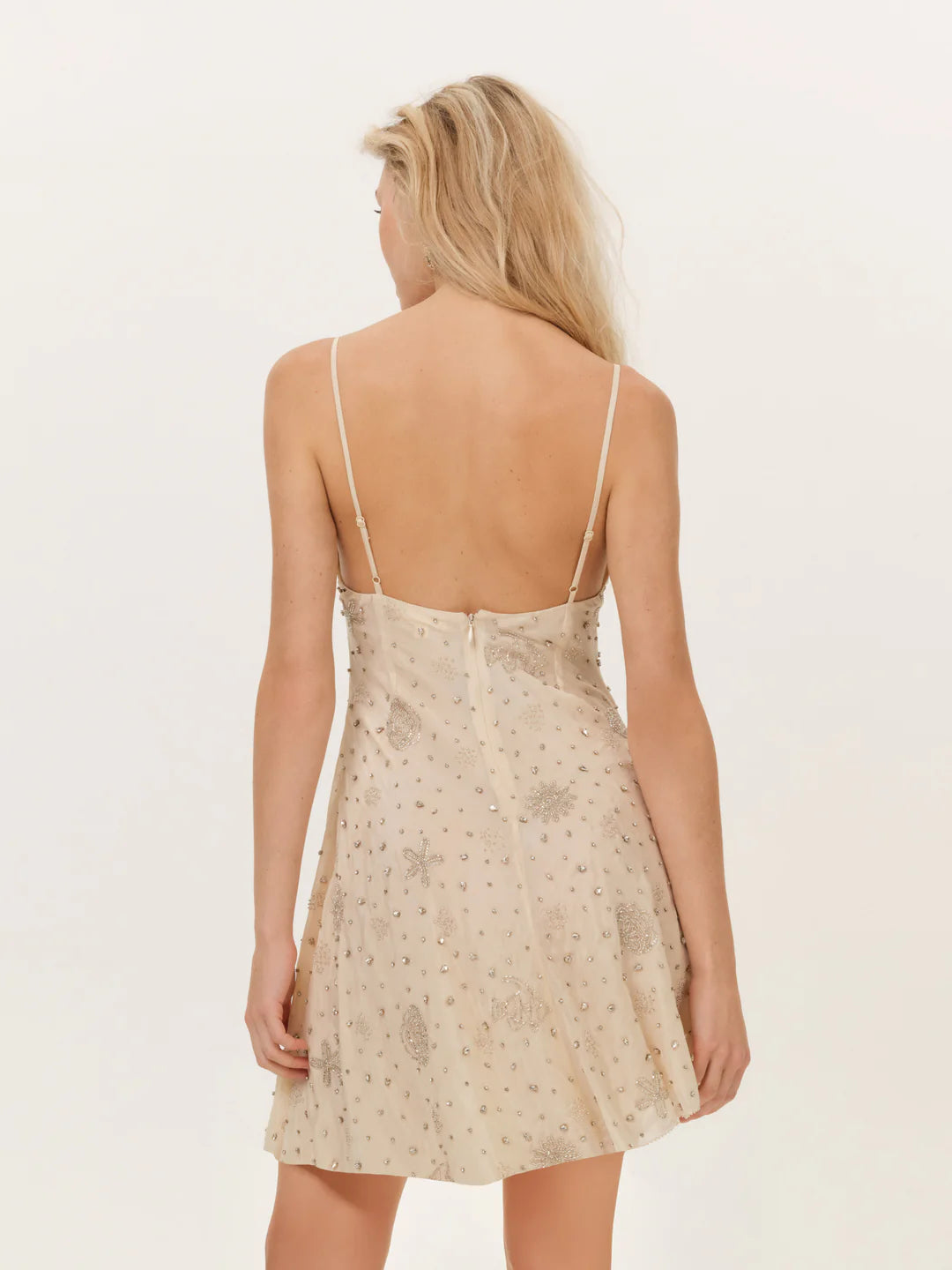 CASTAWAY BEADED MINI DRESS in Cream