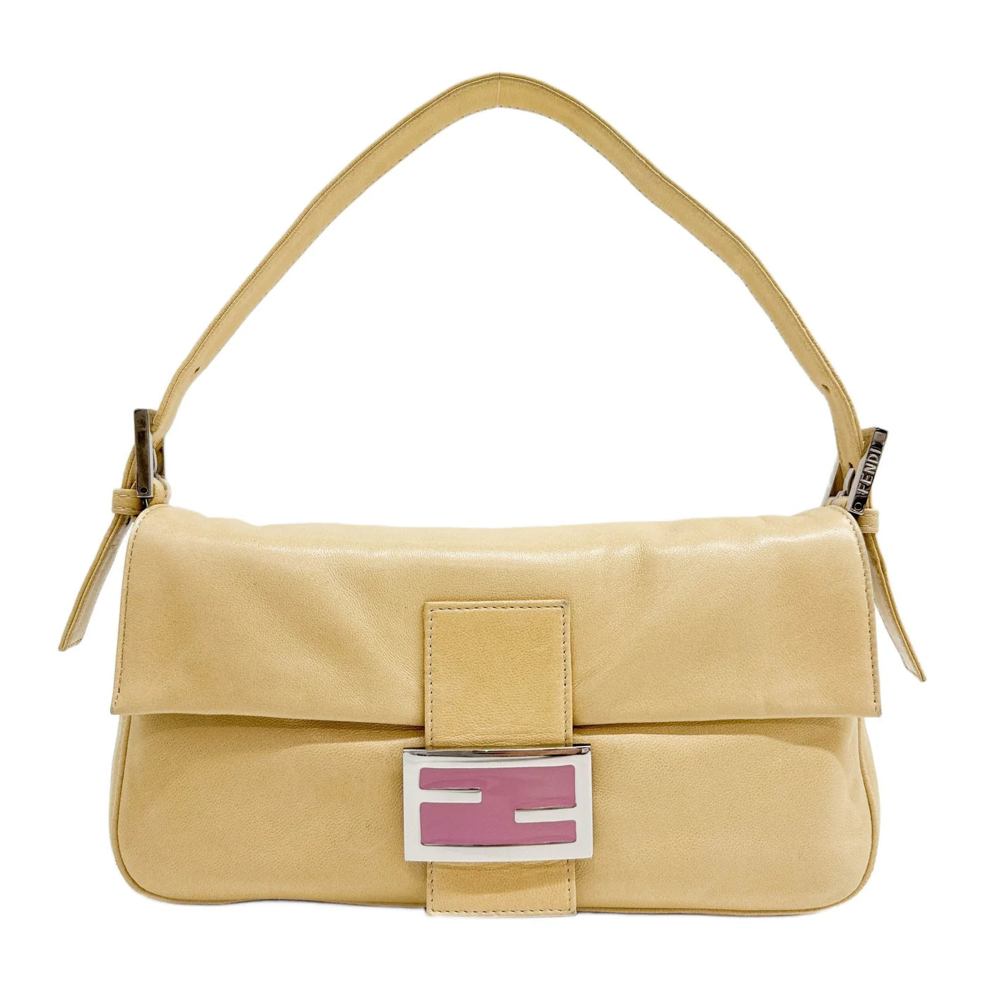 Light Brown with Pink Buckle Baguette